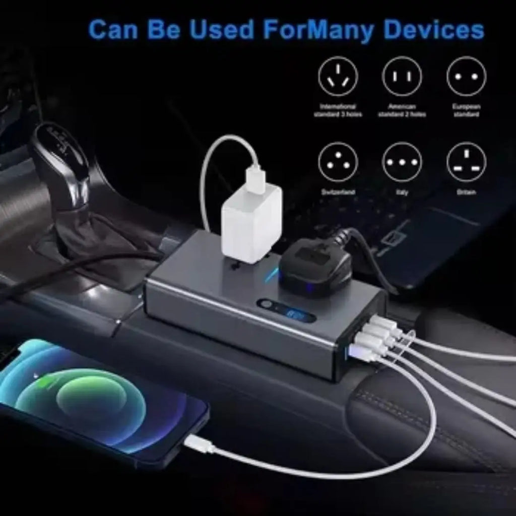 200W Car Power Inverter with Dual AC & Fast USB-C