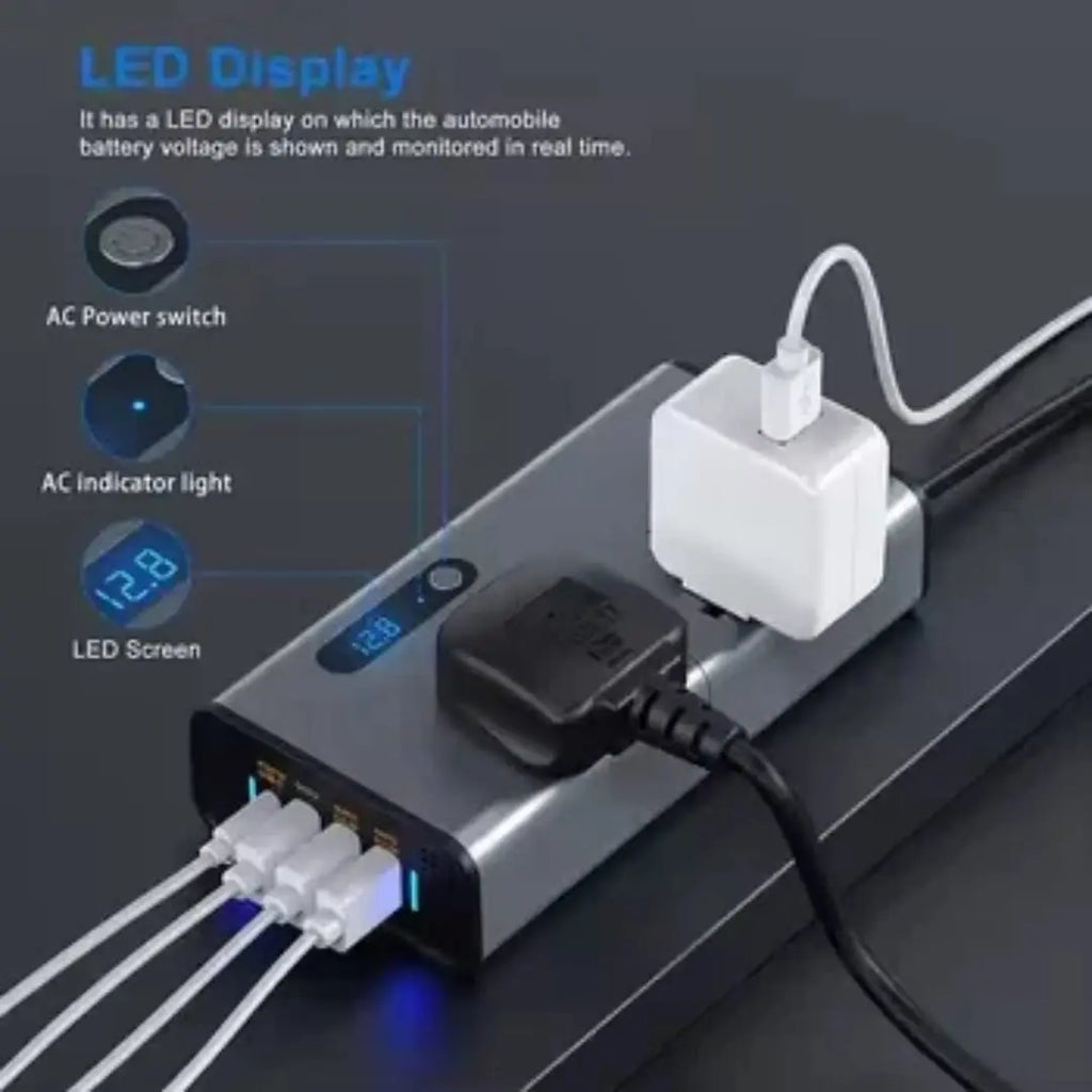 200W Car Power Inverter with Dual AC & Fast USB-C