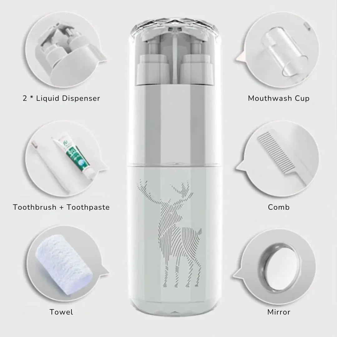 7-in-1 Travel Toiletry Kit with Dispenser Bottles