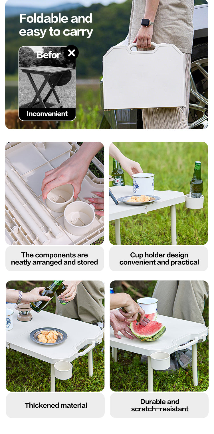 Folding Camping Table with Cup Holders