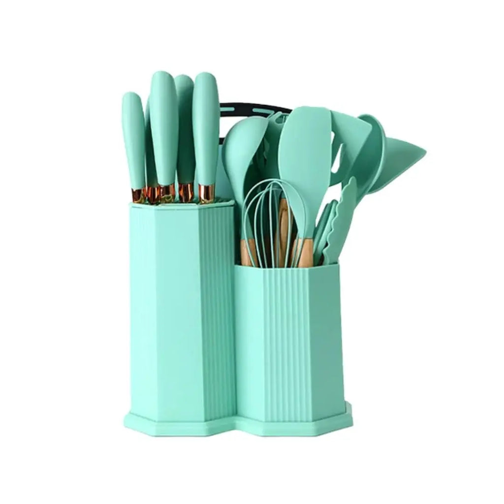 19-Piece Kitchen Utensils & Knife Set with Holder