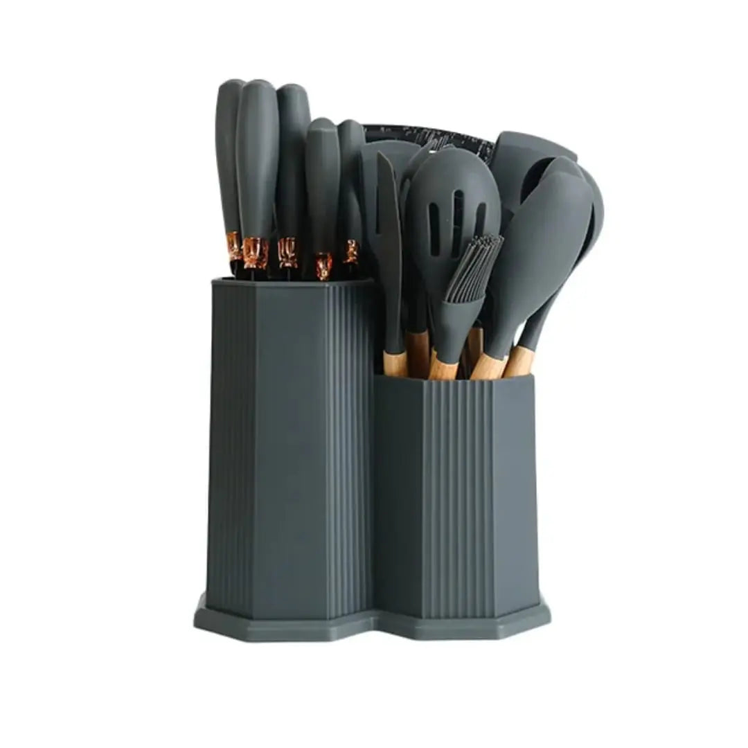 19-Piece Kitchen Utensils & Knife Set with Holder