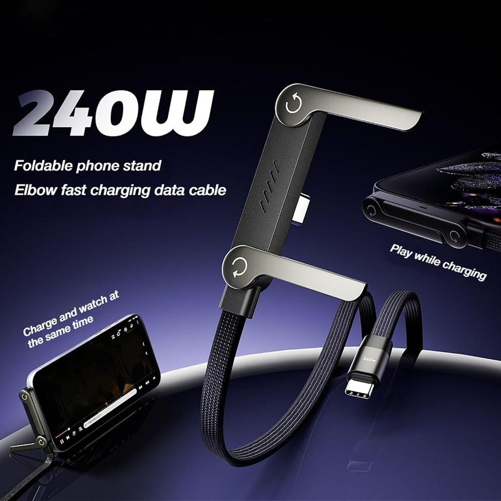 240W Sideways Fast Charge Cable with Built-in Phone Stand (USB-C)