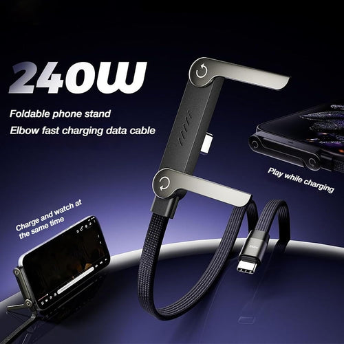 240W Sideways Fast Charge Cable with Built-in Phone Stand (USB-C)