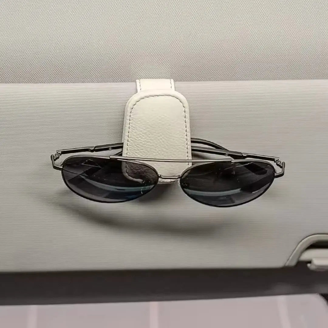 Magnetic Leather Car Visor Sunglasses Holder